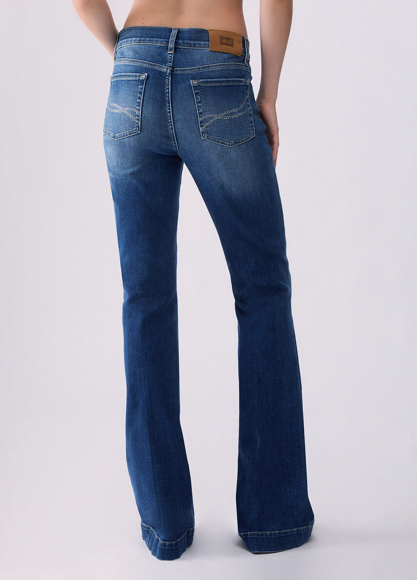 Liu Jo Jeans Flare Con Strass Denim Blu