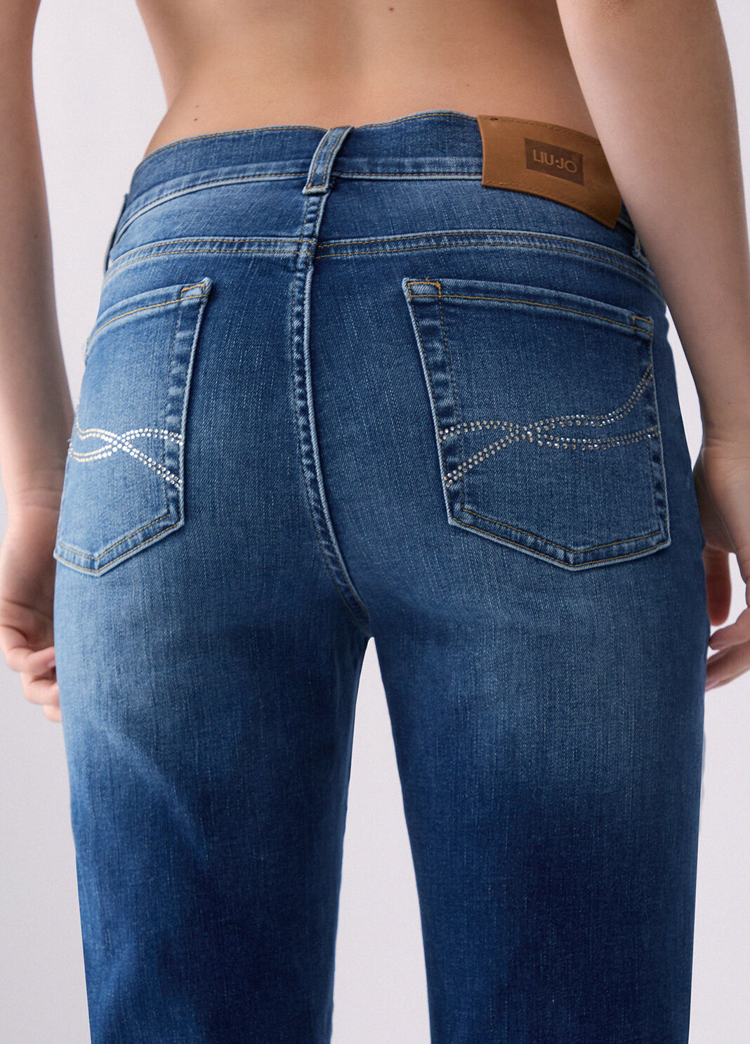 Liu Jo Jeans Flare Con Strass Denim Blu