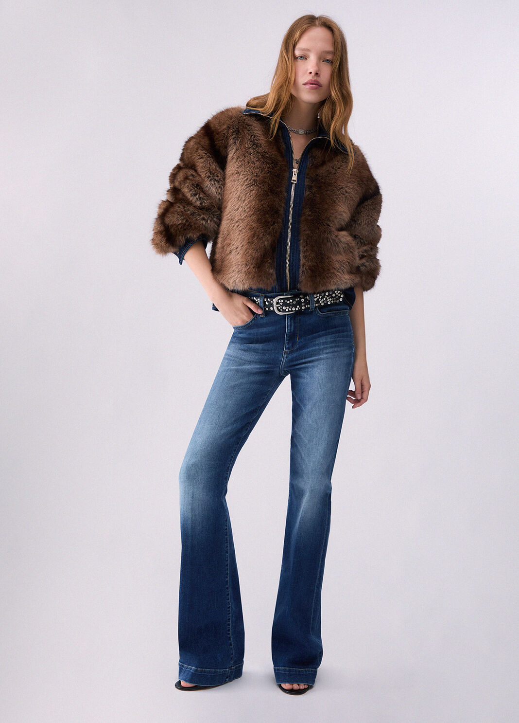 Liu Jo Jeans Flare Con Strass Denim Blu