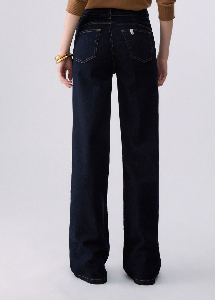 Liu Jo Jeans Flare Con Cintura Denim Scuro