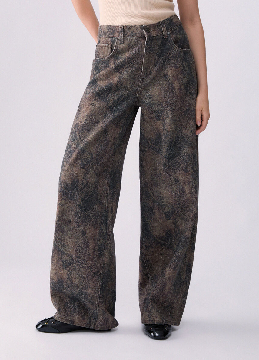 Liu Jo Pantaloni Boy Con Stampa Glitter Marroni