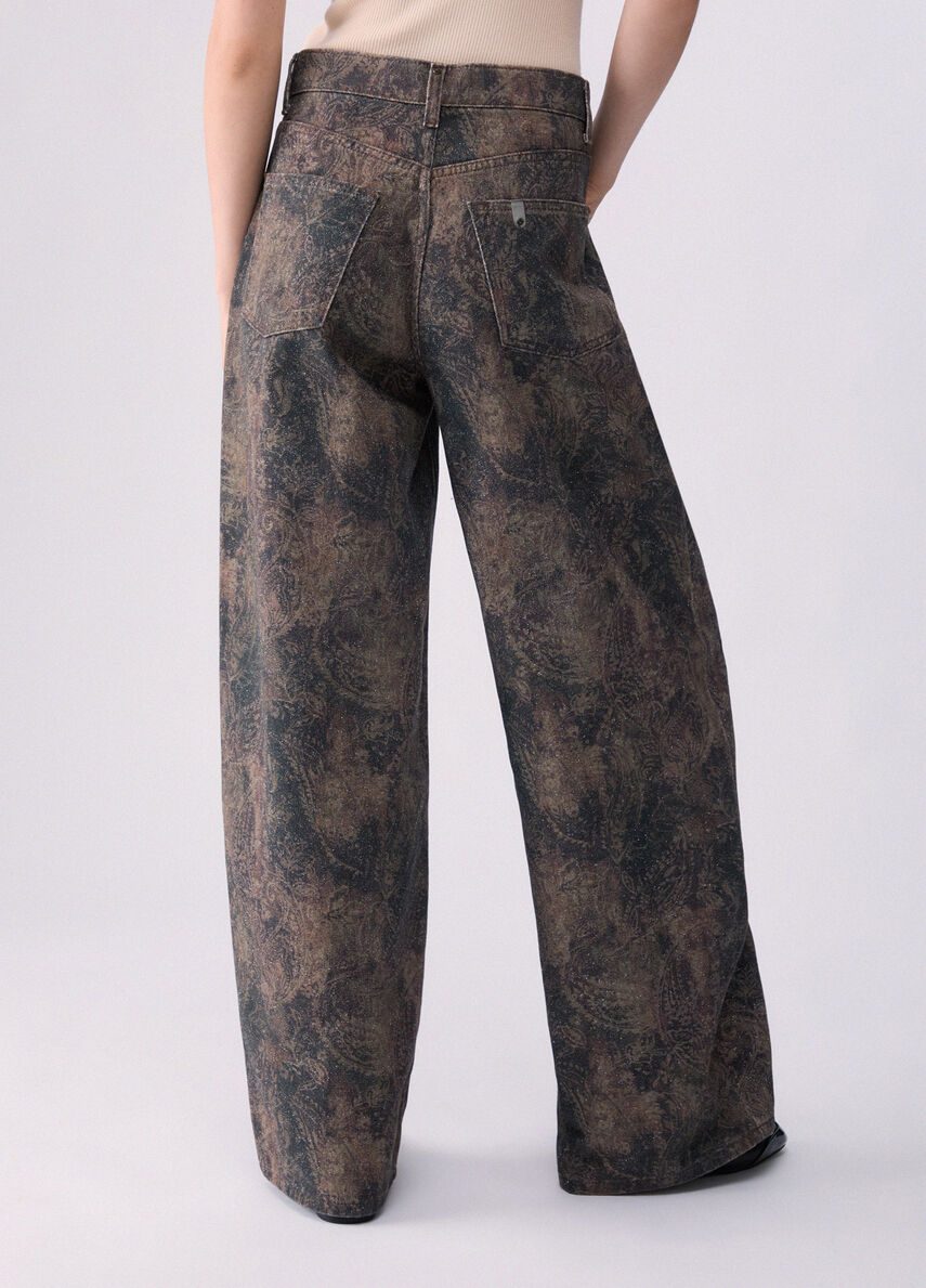 Liu Jo Pantaloni Boy Con Stampa Glitter Marroni