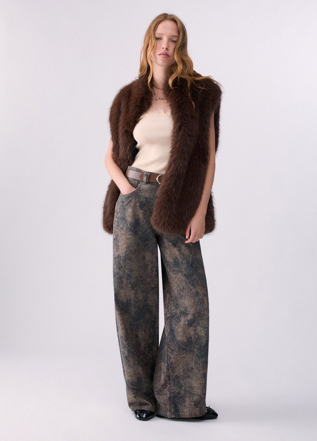 Liu Jo Pantaloni Boy Con Stampa Glitter Marroni