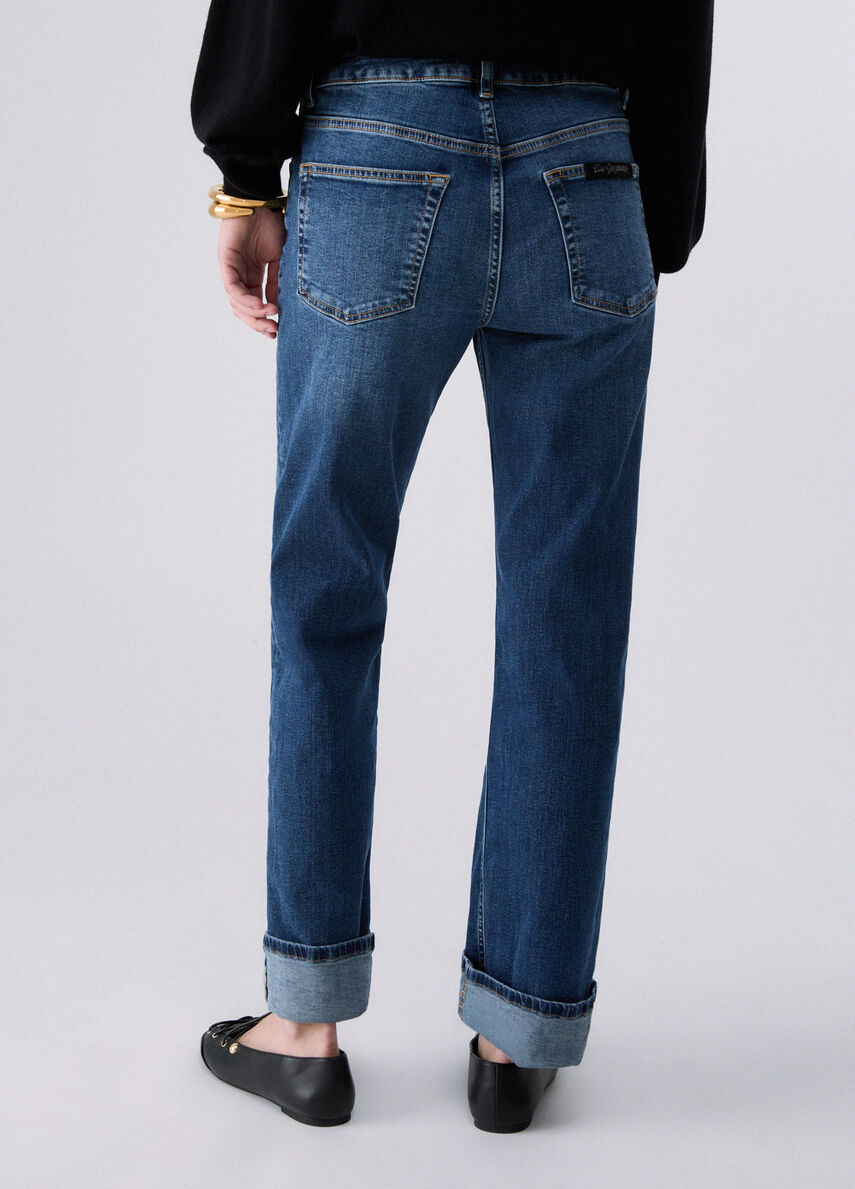 Liu Jo Jeans Straight Con Risvolto Denim Blu