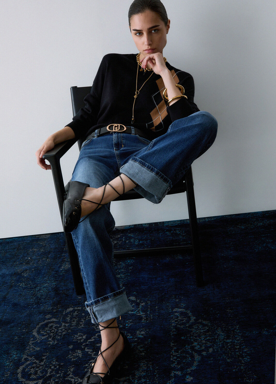Liu Jo Jeans Straight Con Risvolto Denim Blu