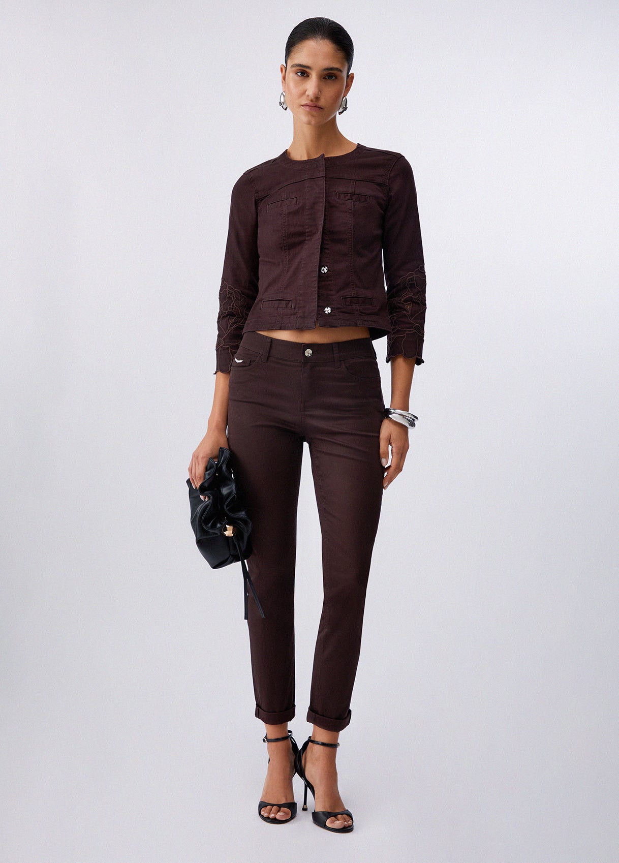 Liu Jo Dark Brown Cuffed Skinny Trousers