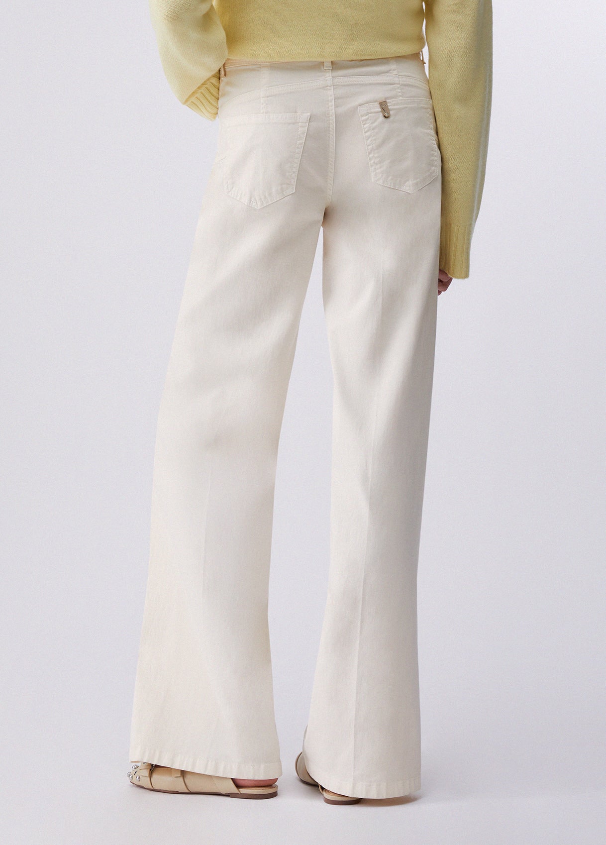 Liu Jo Cream Flare Trousers With Belt