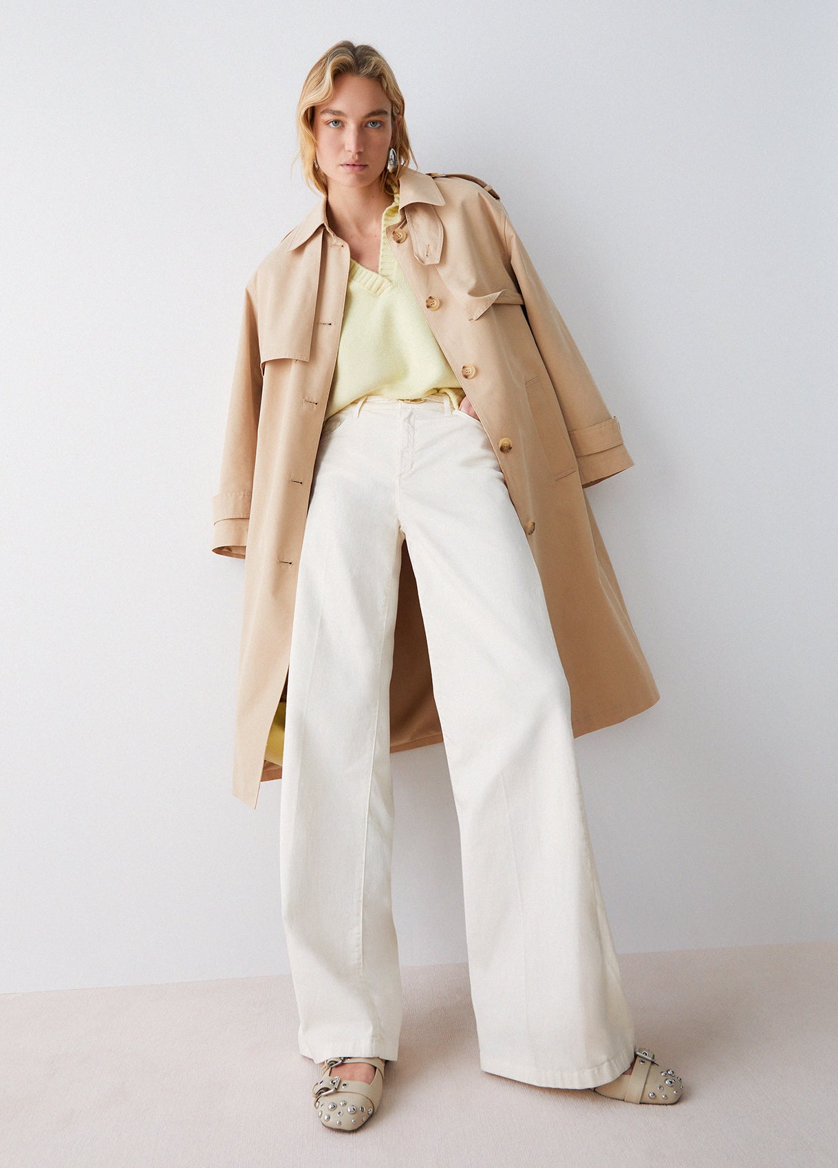 Liu Jo Cream Flare Trousers With Belt