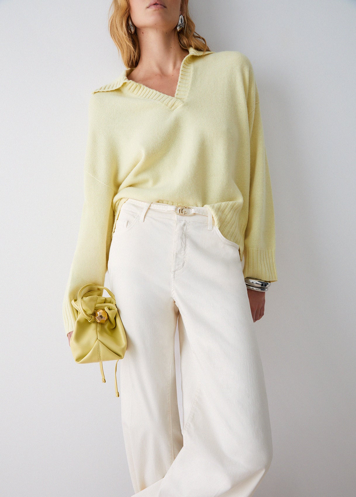 Liu Jo Cream Flare Trousers With Belt