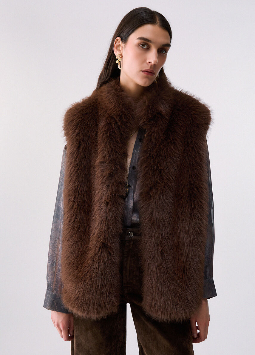 Liu Jo Gilet In Pelliccia Sintetica Marrone Scuro
