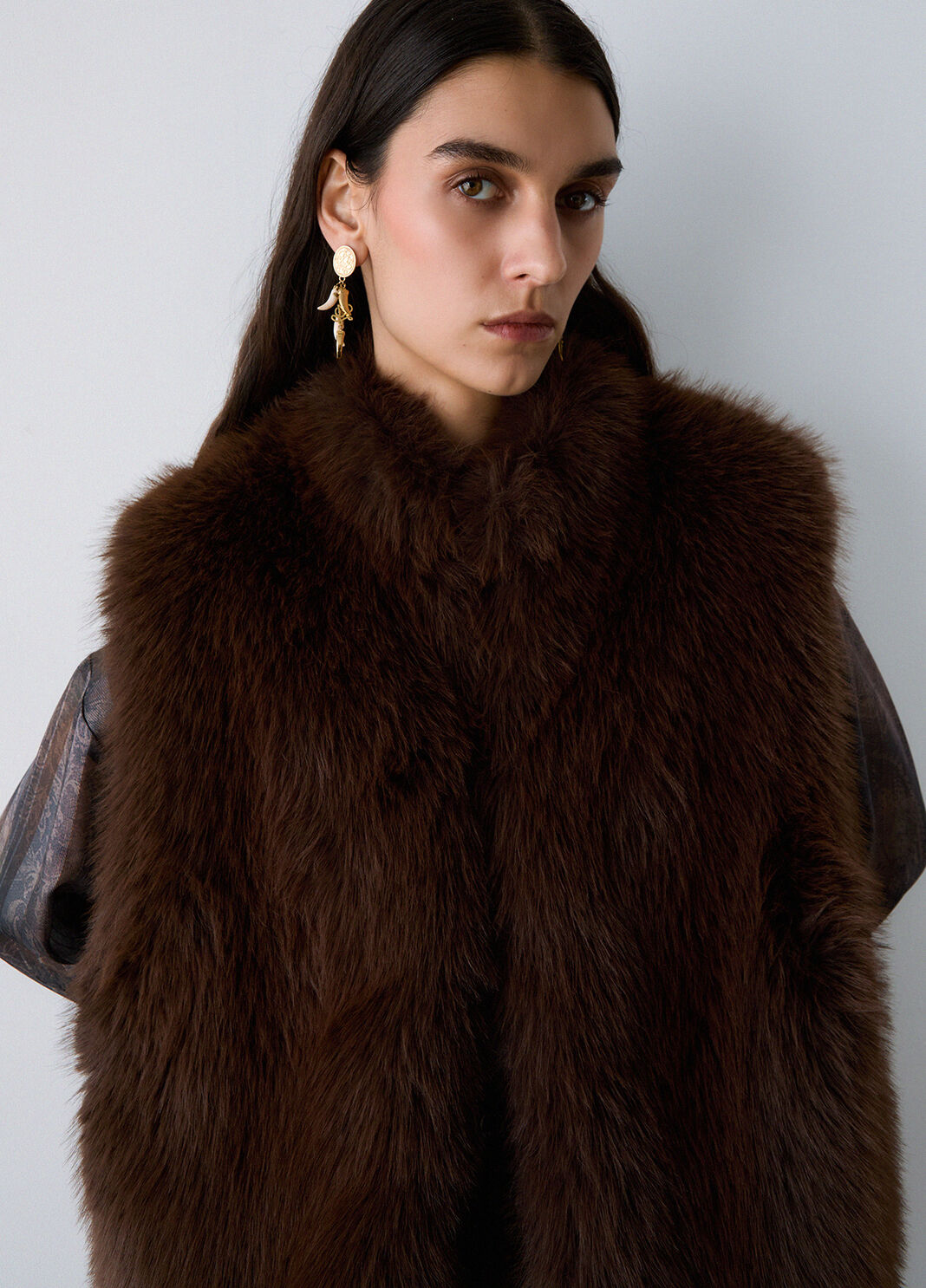 Liu Jo Gilet In Pelliccia Sintetica Marrone Scuro