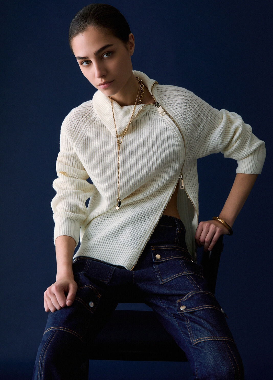 Liu Jo Maglia In Lana Con Zip Bianca