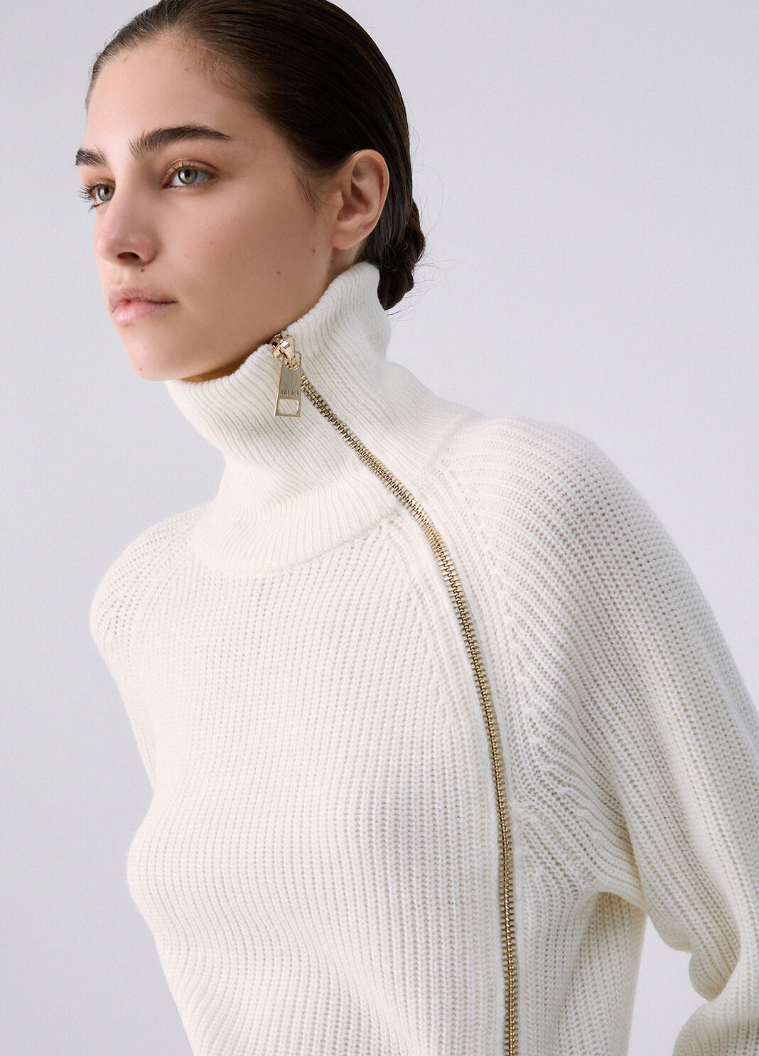 Liu Jo Maglia In Lana Con Zip Bianca