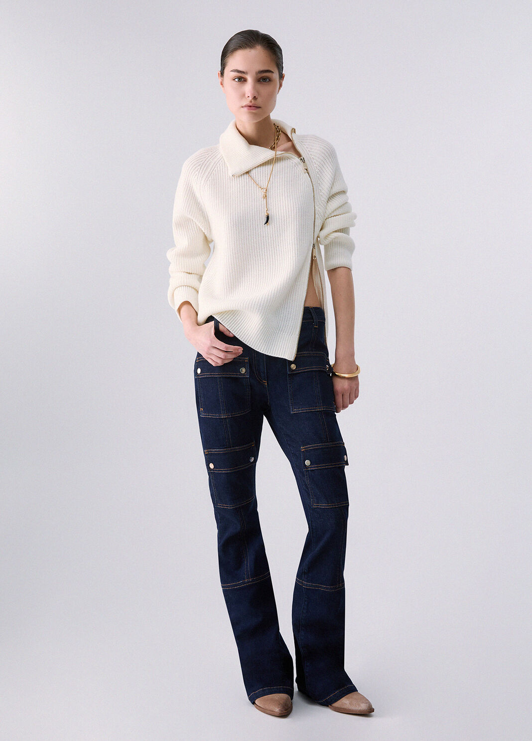 Liu Jo Maglia In Lana Con Zip Bianca