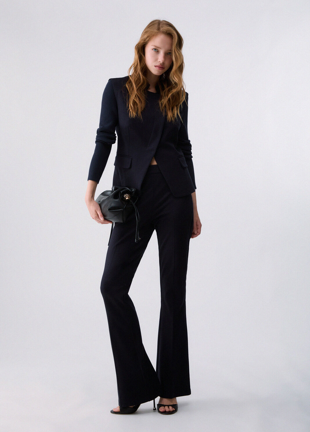Liu Jo Pantaloni Flare In Punto Milano Blu Scuro