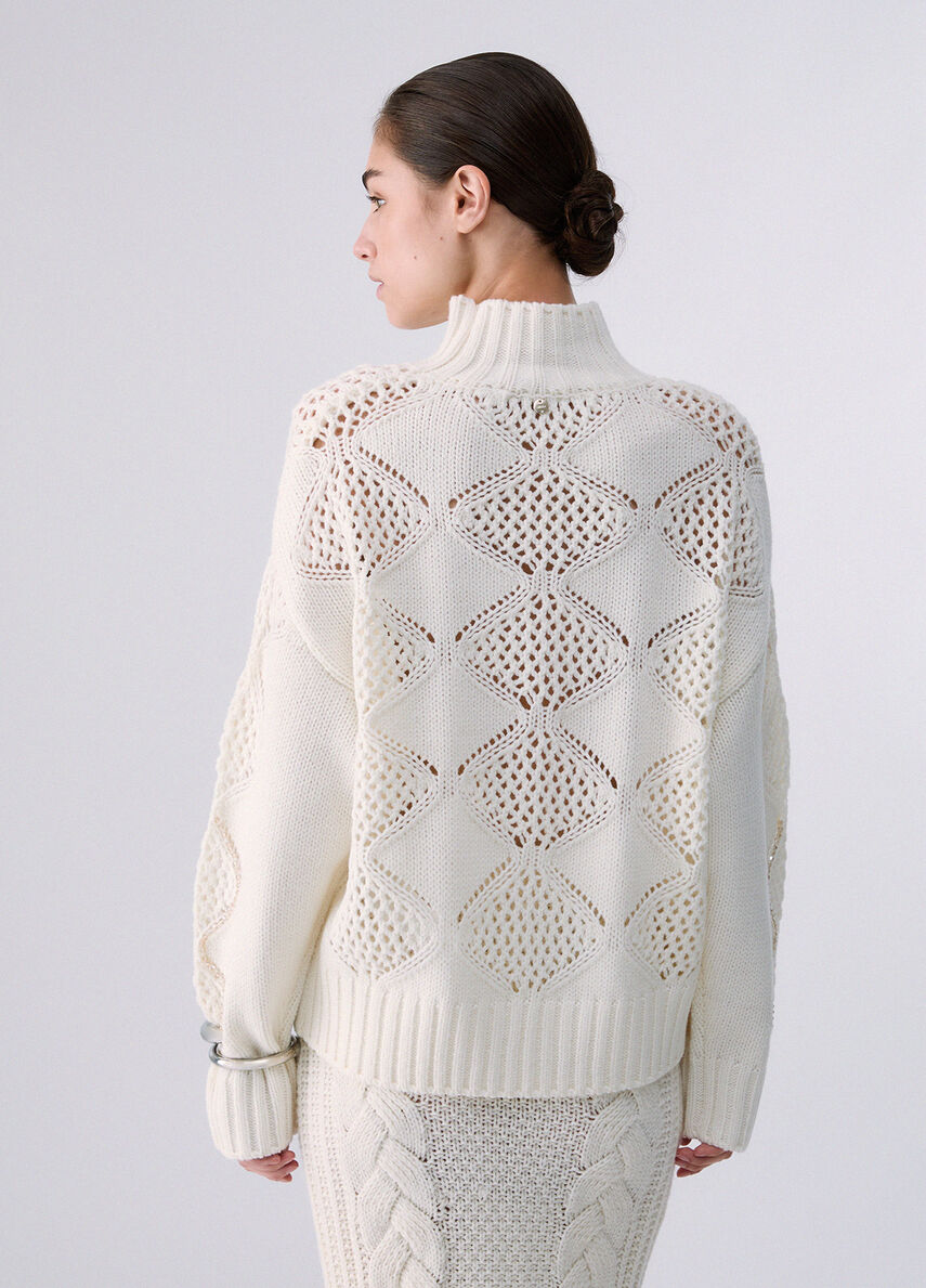 Liu Jo Lupetto Con Perline E Traforature Bianco