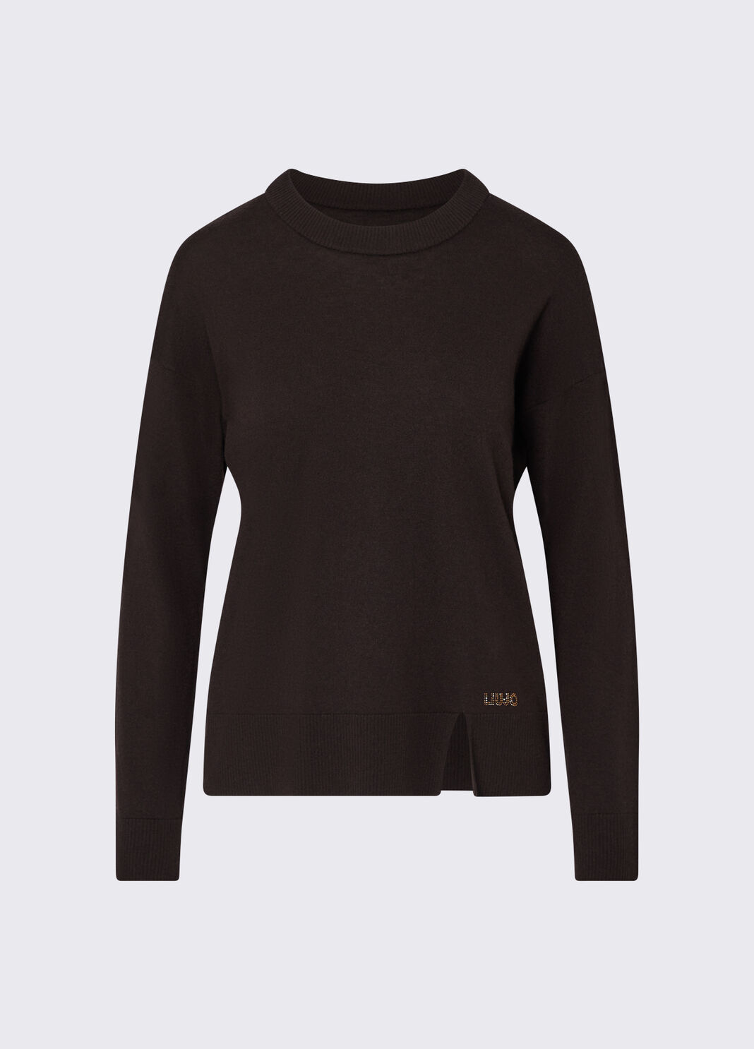 Liu Jo Maglia In Misto Lana Con Spacchetto Marrone Scuro