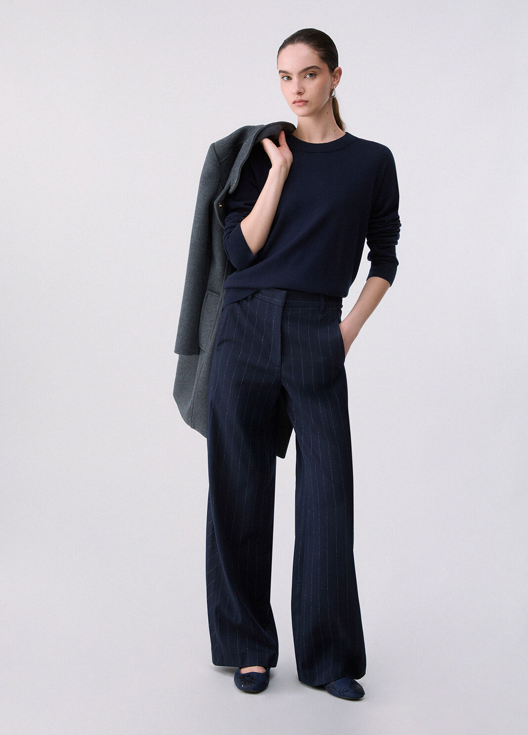Liu Jo Maglia In Misto Lana Con Spacchetto Blu Scuro
