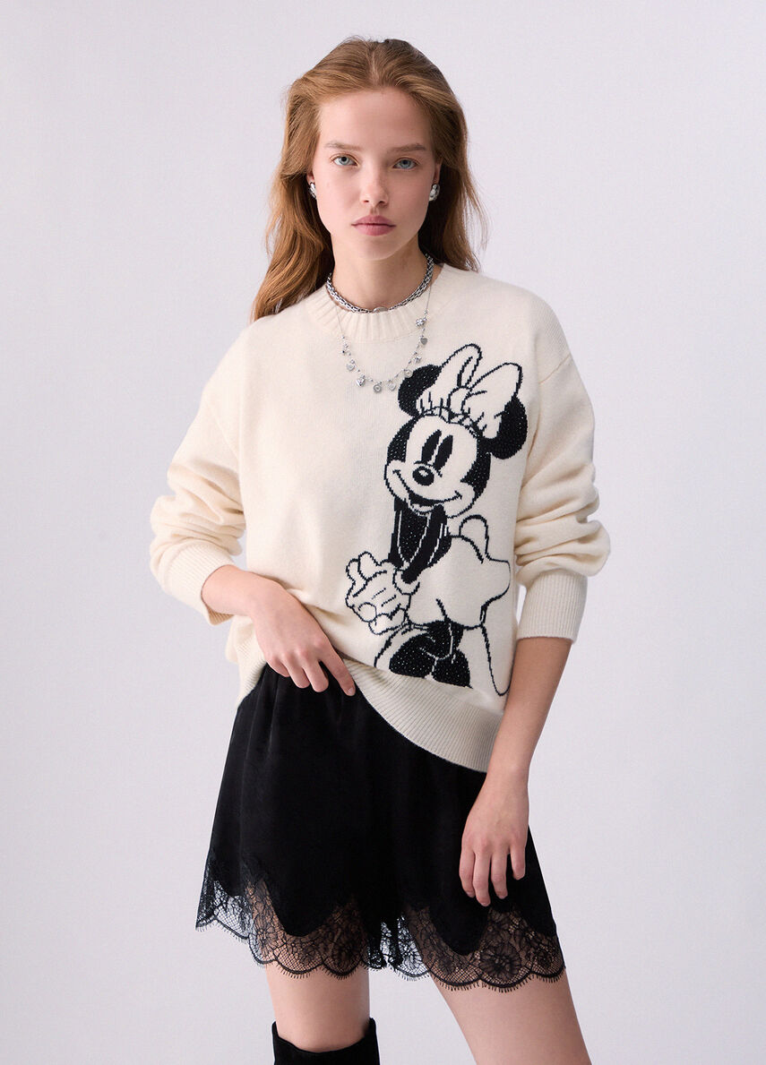 Liu Jo Maglia Jaquard In Lana Mrs Mouse Bianca