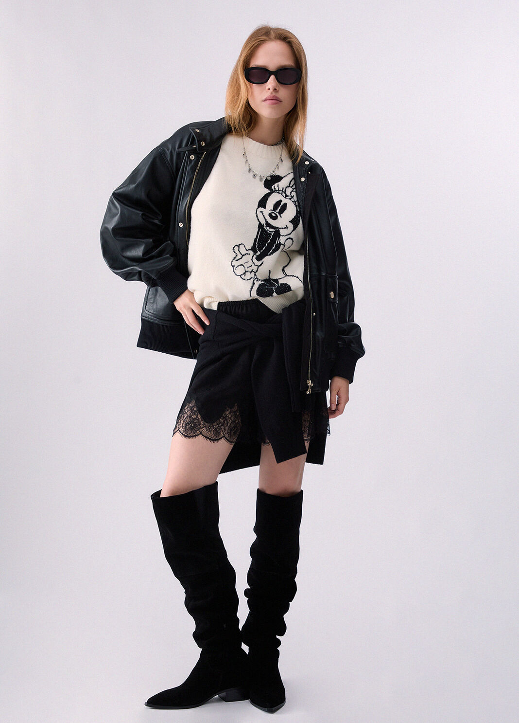 Liu Jo Maglia Jaquard In Lana Mrs Mouse Bianca