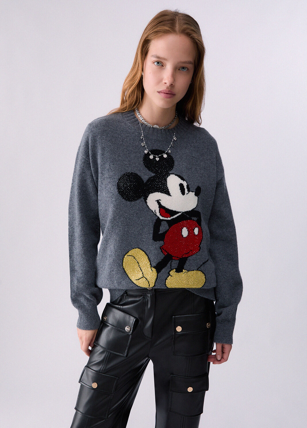 Liu Jo Maglia Jaquard In Lana Mr Mouse Grigio