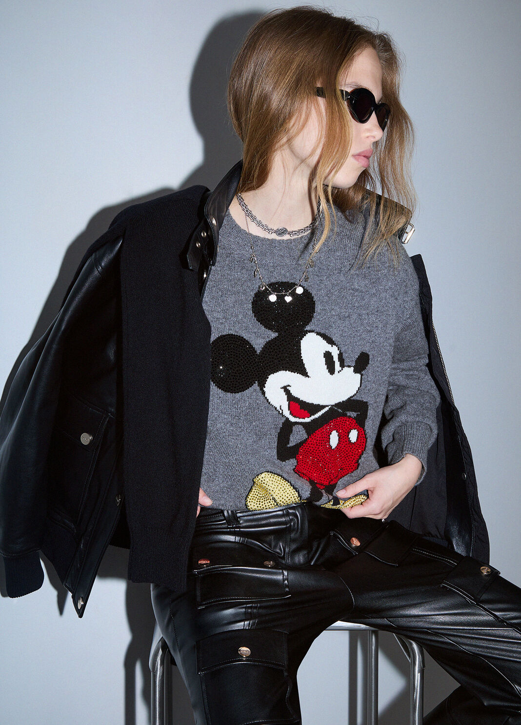 Liu Jo Maglia Jaquard In Lana Mr Mouse Grigio
