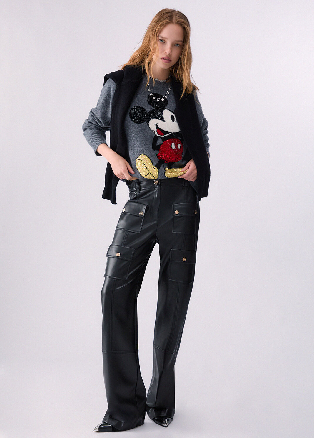 Liu Jo Maglia Jaquard In Lana Mr Mouse Grigio