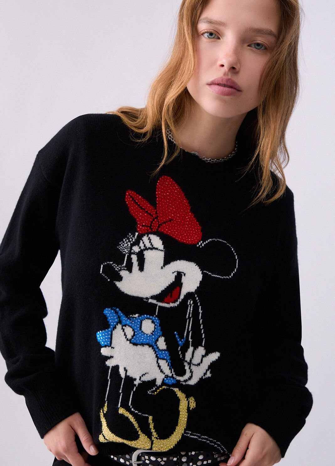 Liu Jo Maglia Jaquard In Lana Mrs Mouse Nera