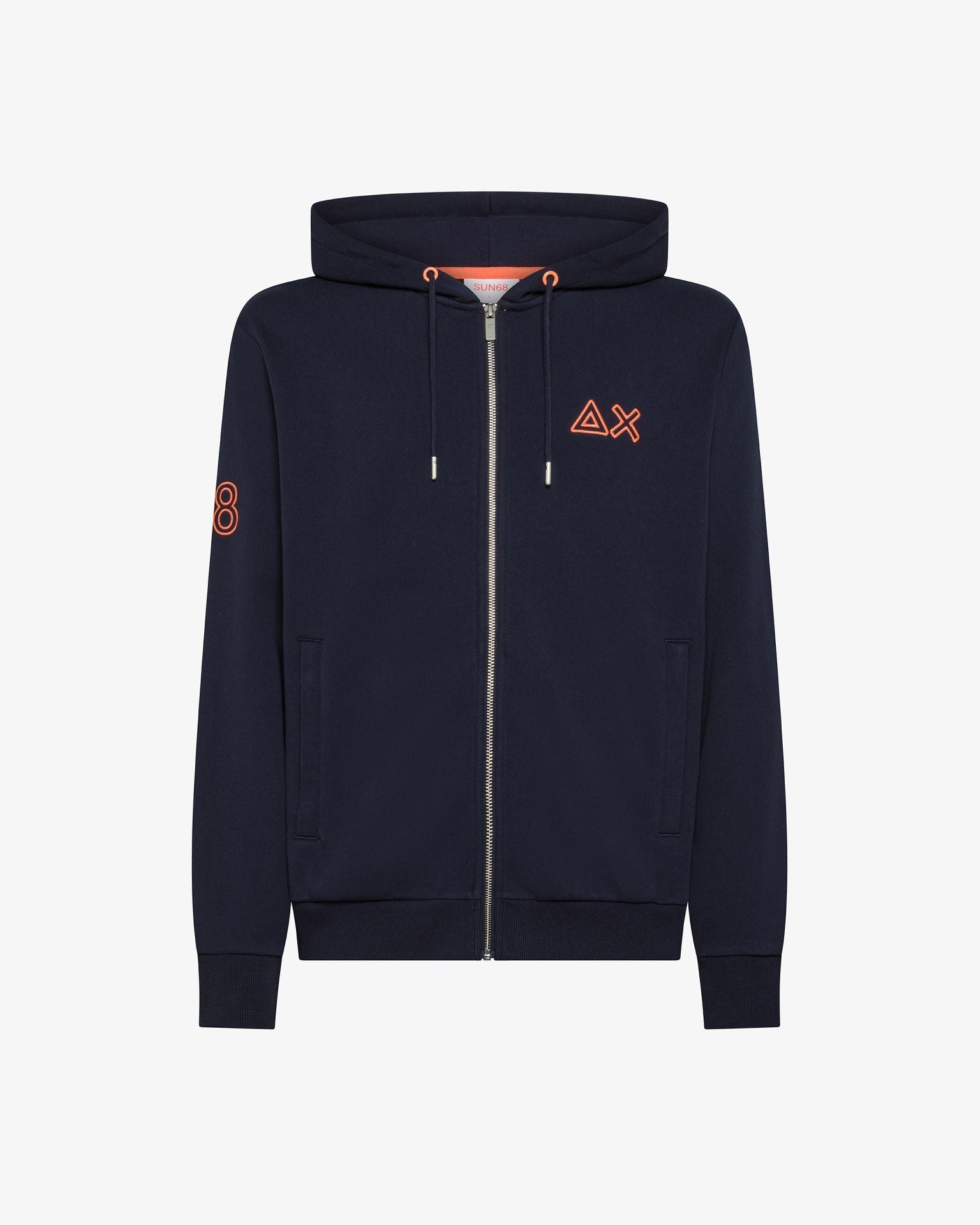 F45131_07_Sun68_Felpa_Con_Cappuccio_E_Logo_Fluo_Navy_Blue