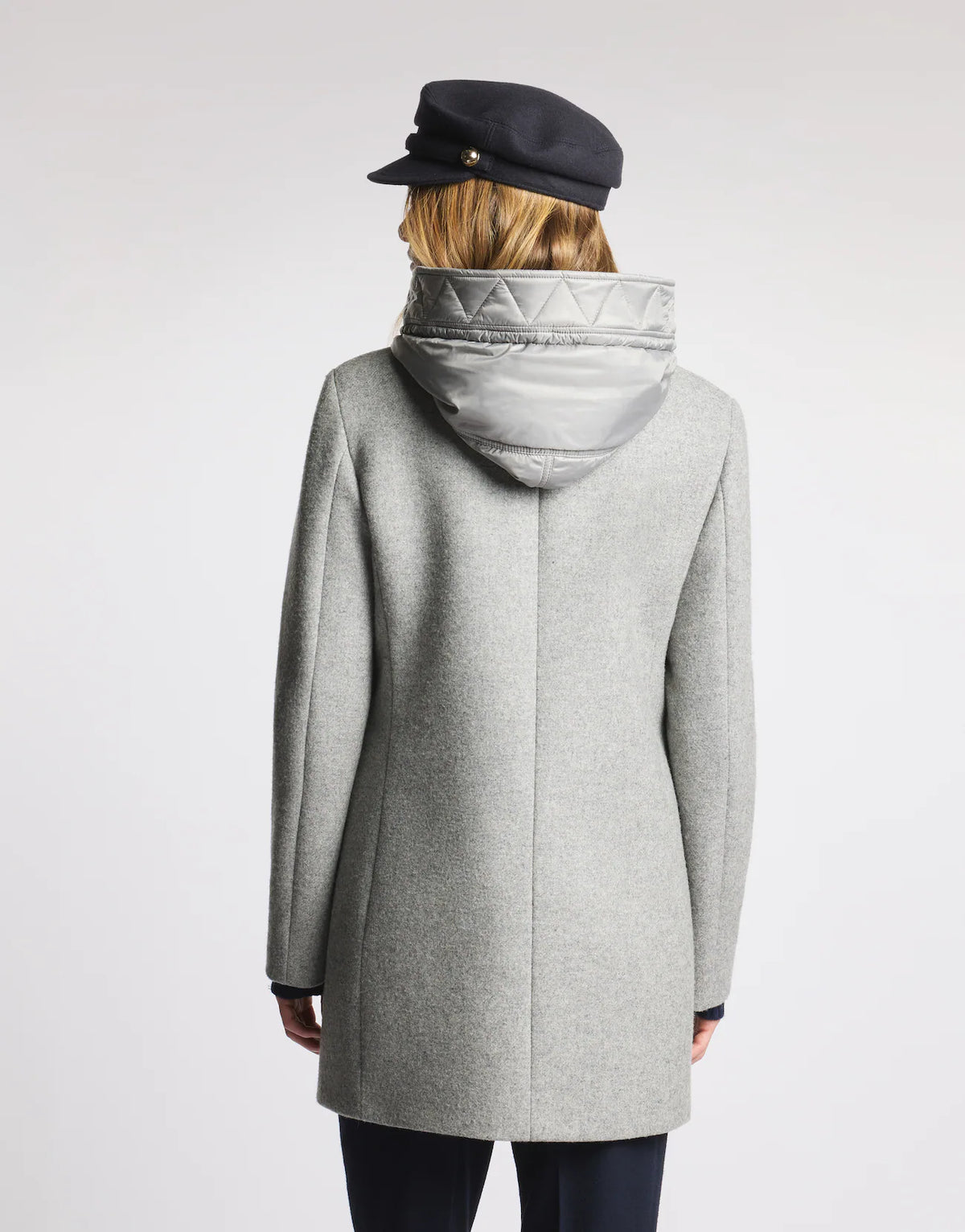 Fay Toggle Coat In Panno Di Lana Garzato Mélange Grigio