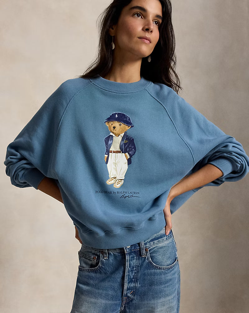 Polo Ralph Lauren Felpa Leggera Polo Bear Girocollo Blu Sahara