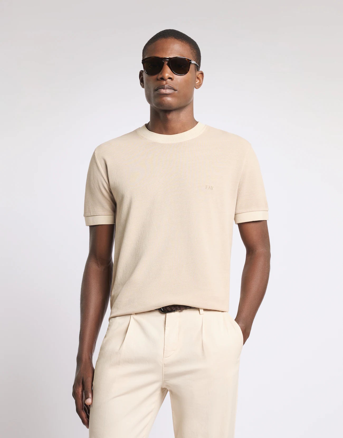 Fay_T-shirt_Comfort_Fit_in_Piquet_di_Cotone_Beige_NPMB352136TZEFC803-34