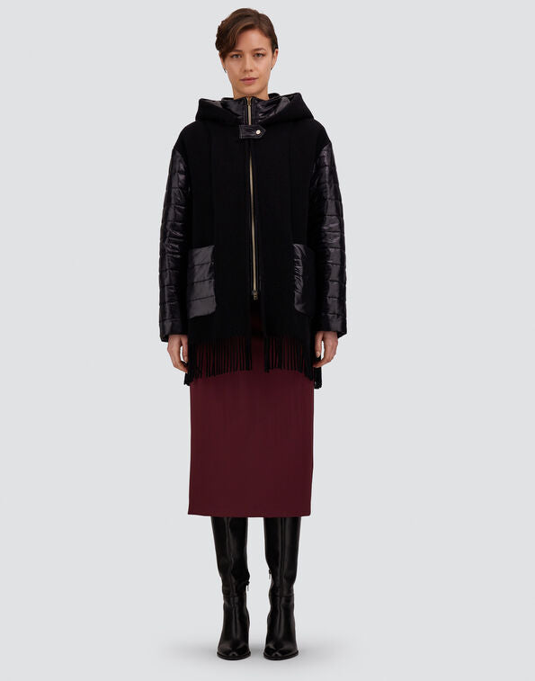 Herno Black Wool, Cashmere and Ultralight Nylon Poncho