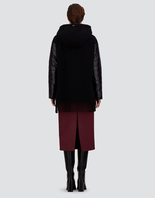 Herno Black Wool, Cashmere and Ultralight Nylon Poncho