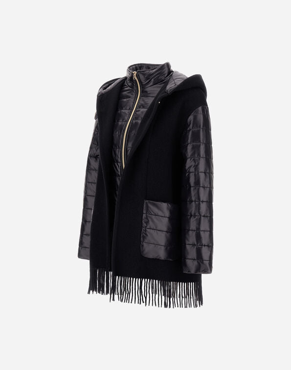 Herno Black Wool, Cashmere and Ultralight Nylon Poncho