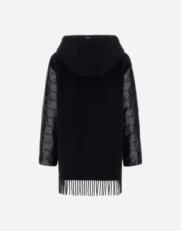 Herno Black Wool, Cashmere and Ultralight Nylon Poncho