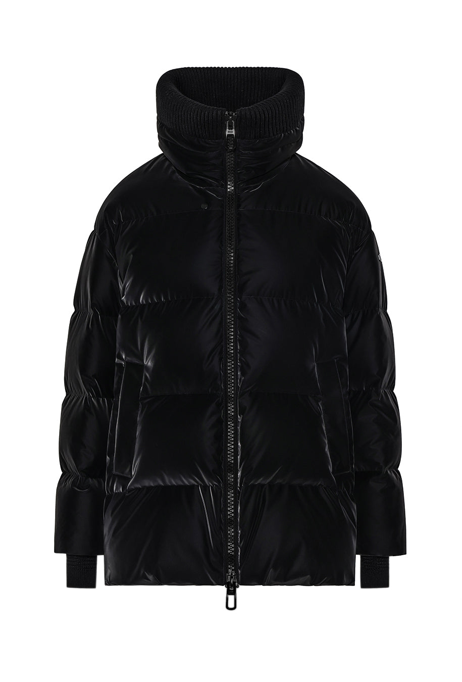 Duno Glossy Rubberized High Neck Down Jacket Black