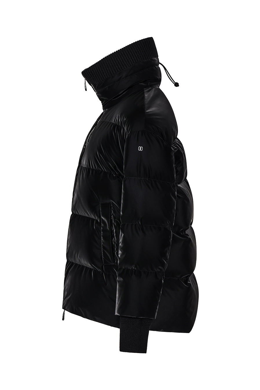 Duno Glossy Rubberized High Neck Down Jacket Black