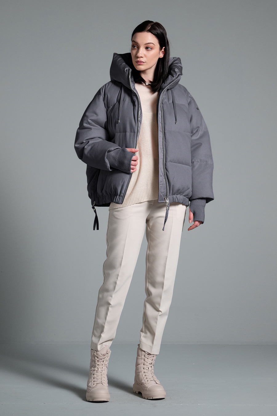 Duno Heka Short Wool Down Jacket Silver