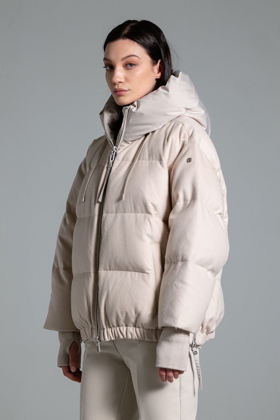 Duno Heka Wool Short Down Jacket Ivory White