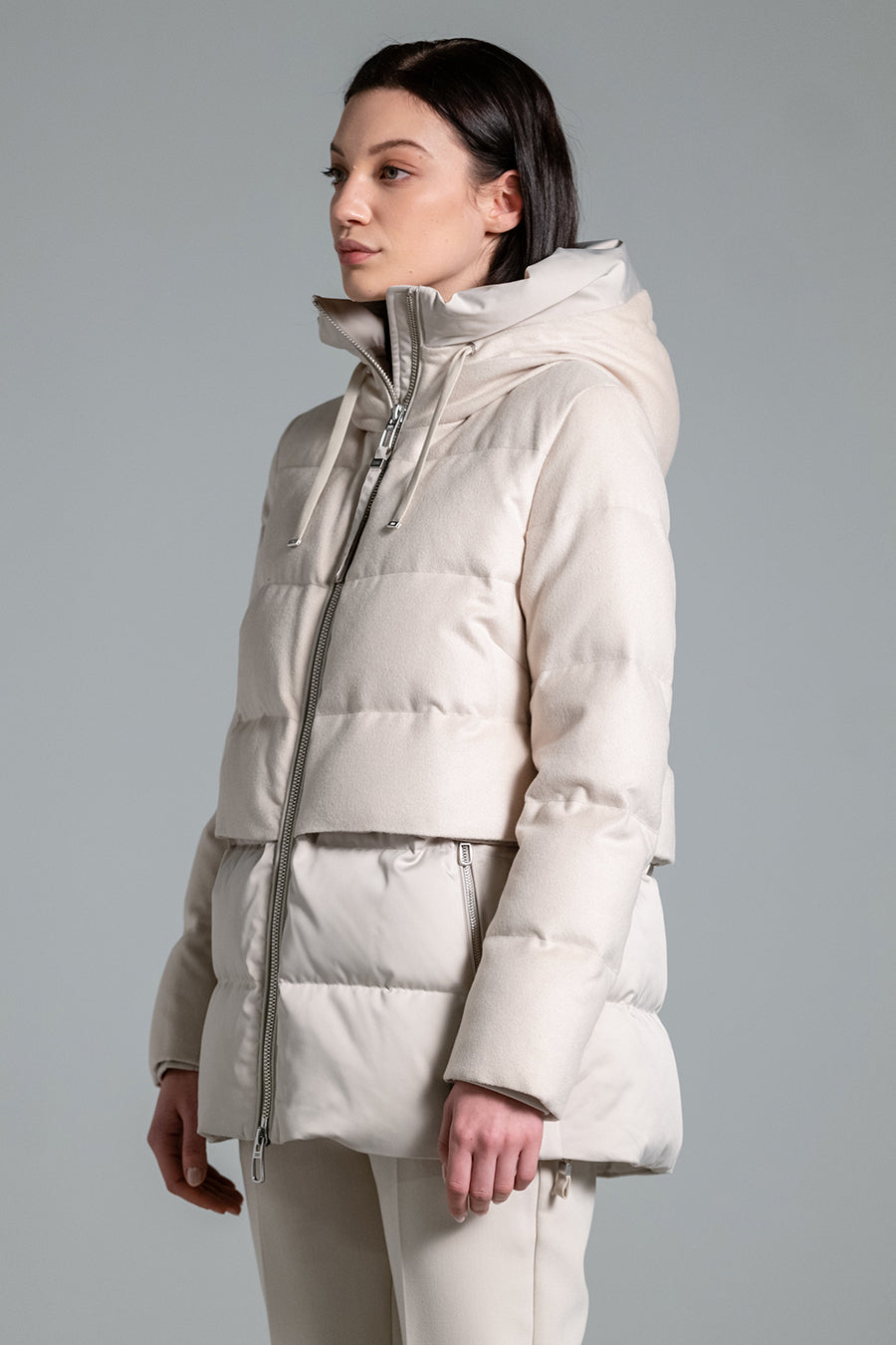 MOD. KEIKO parka- corto bi materiale ivory  ART: PRATO/MESTRE col.19 ivory white-2
