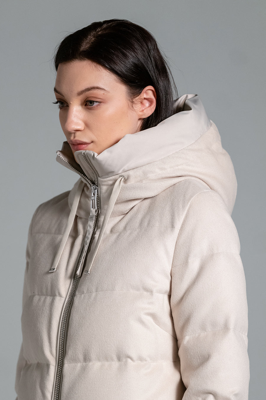 MOD. KEIKO parka- corto bi materiale ivory  ART: PRATO/MESTRE col.19 ivory white-4