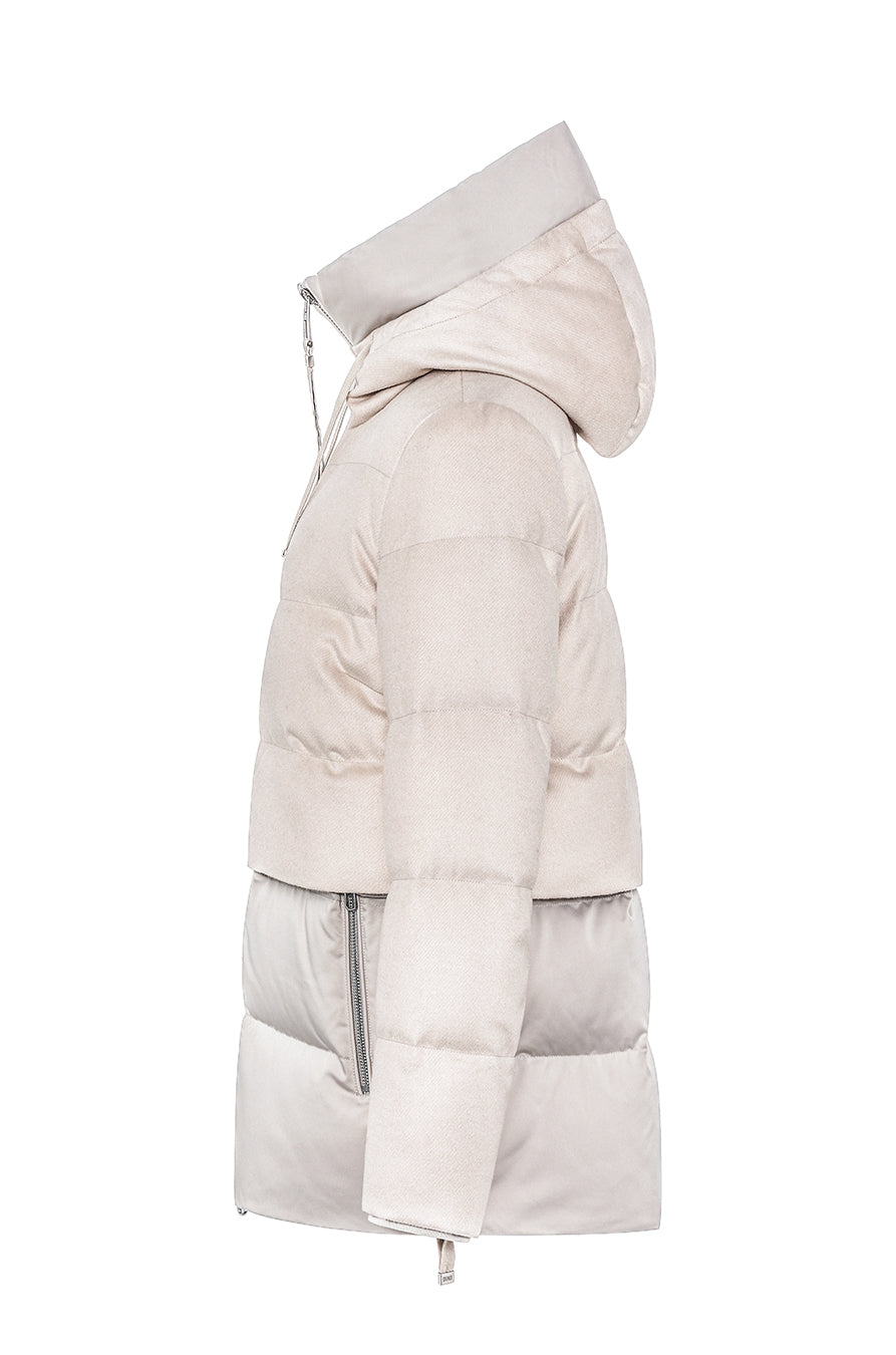 Duno Keiko Short Bi-material Parka Ivory White