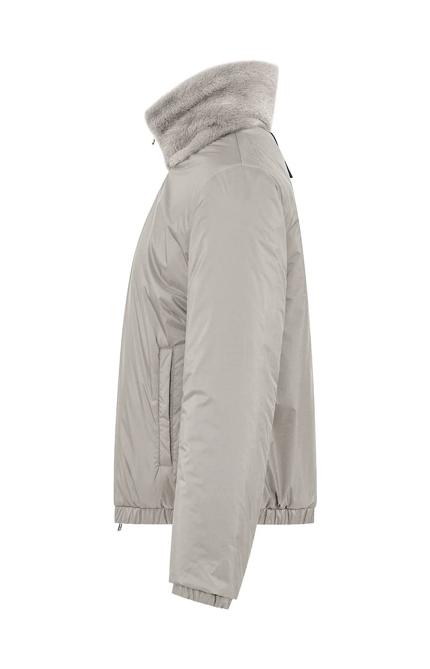 Duno Manila R Reversible Faux Fur and Nylon Bomber Jacket Beige