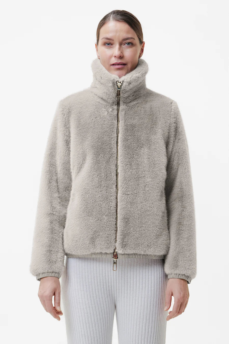 Duno Manila R Reversible Faux Fur and Nylon Bomber Jacket Beige