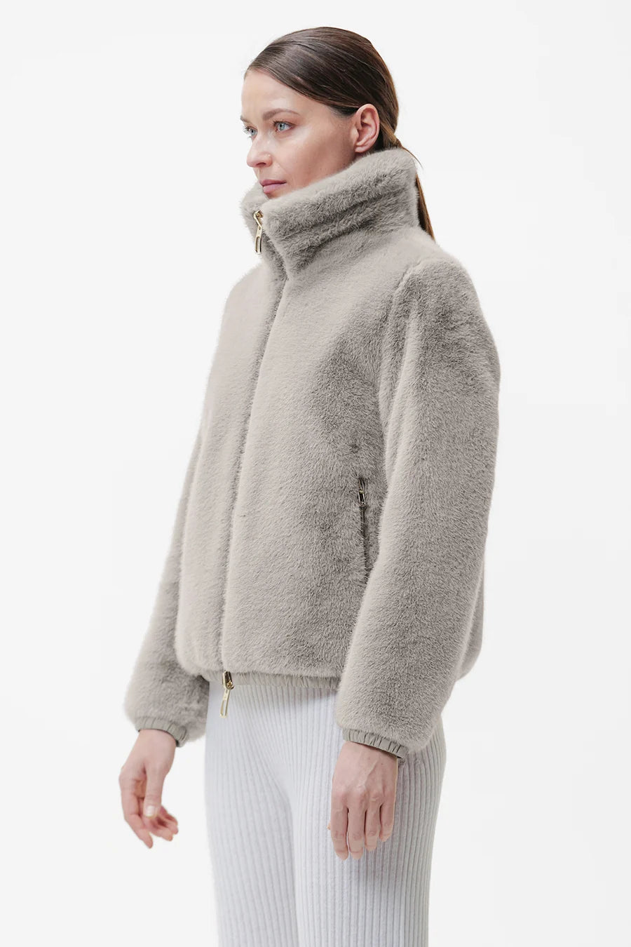 Duno Manila R Reversible Faux Fur and Nylon Bomber Jacket Beige