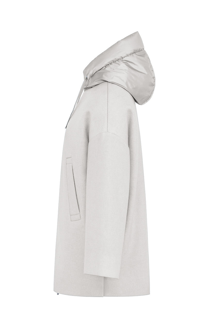 Duno Mayu Wool Cape Wide Greyish White