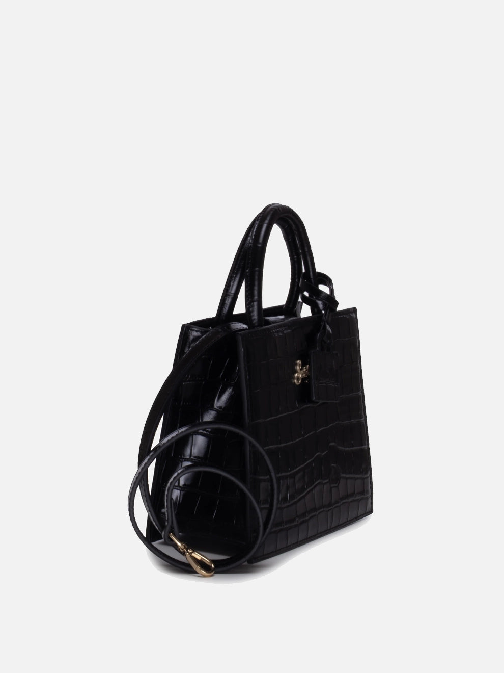 Mc2 Saint Barth Shop Bag Mini In Pelle Croco Nero