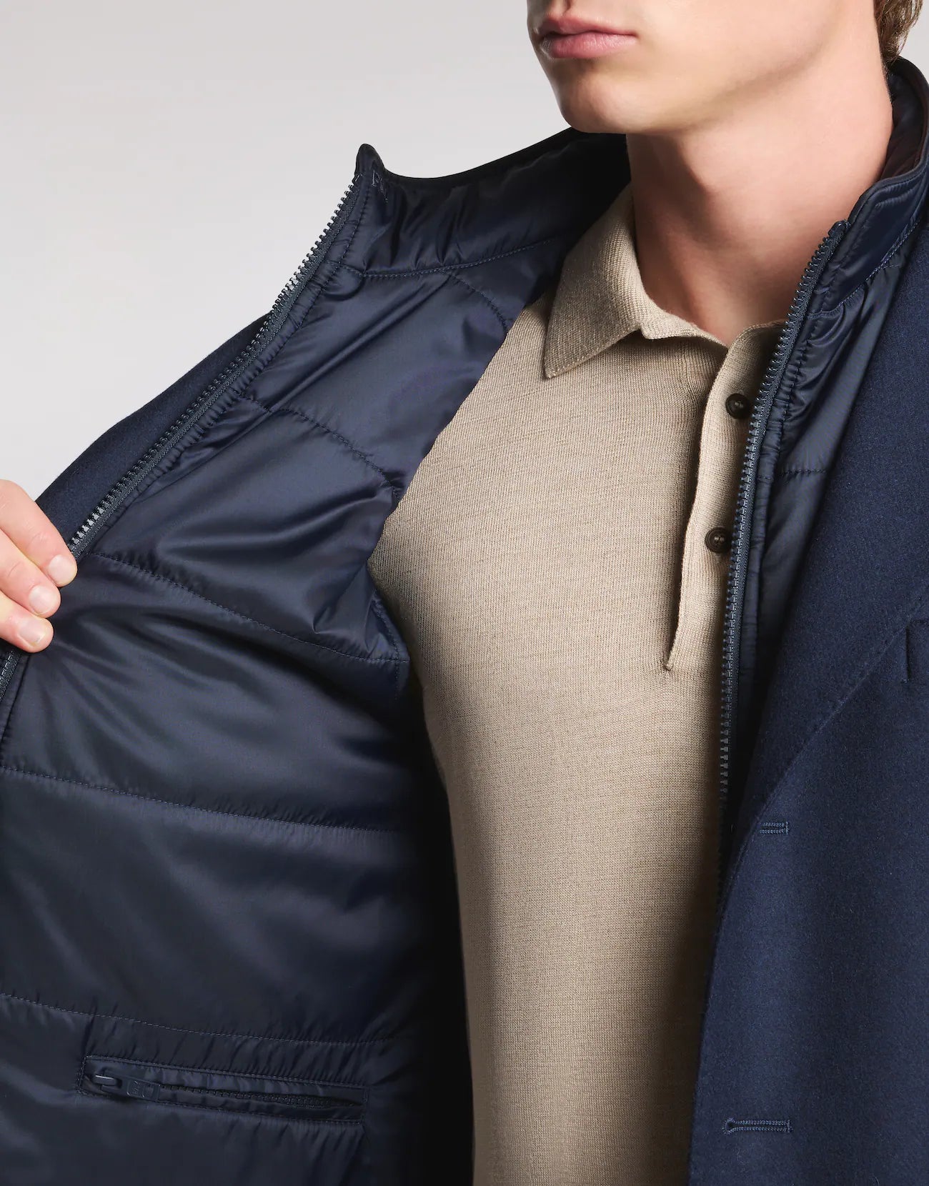 Fay Double Coat in Panno di Lana e Cashmere Blu