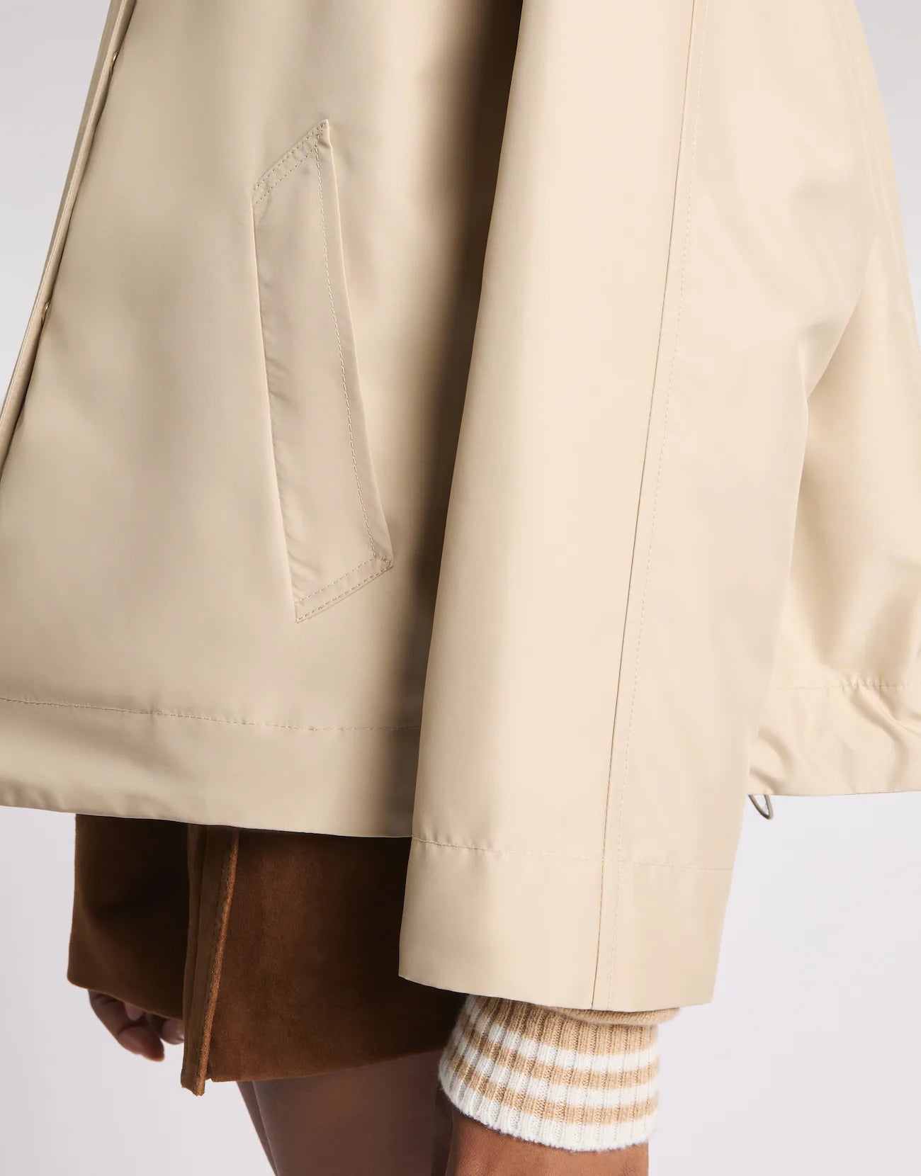 Fay Short Parka in Beige Technical Poplin